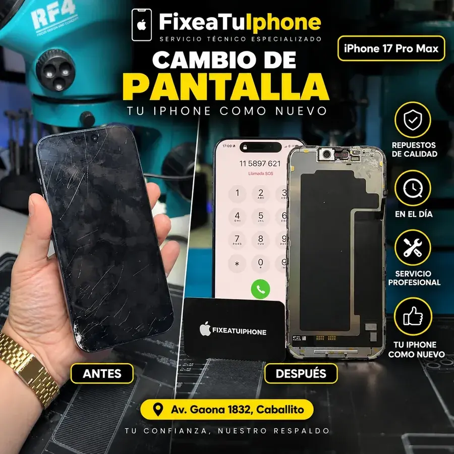 Cambio de pantalla iPhone 17 Pro Max en FixeaTuIphone