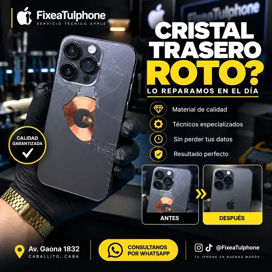Cristal trasero roto de iPhone