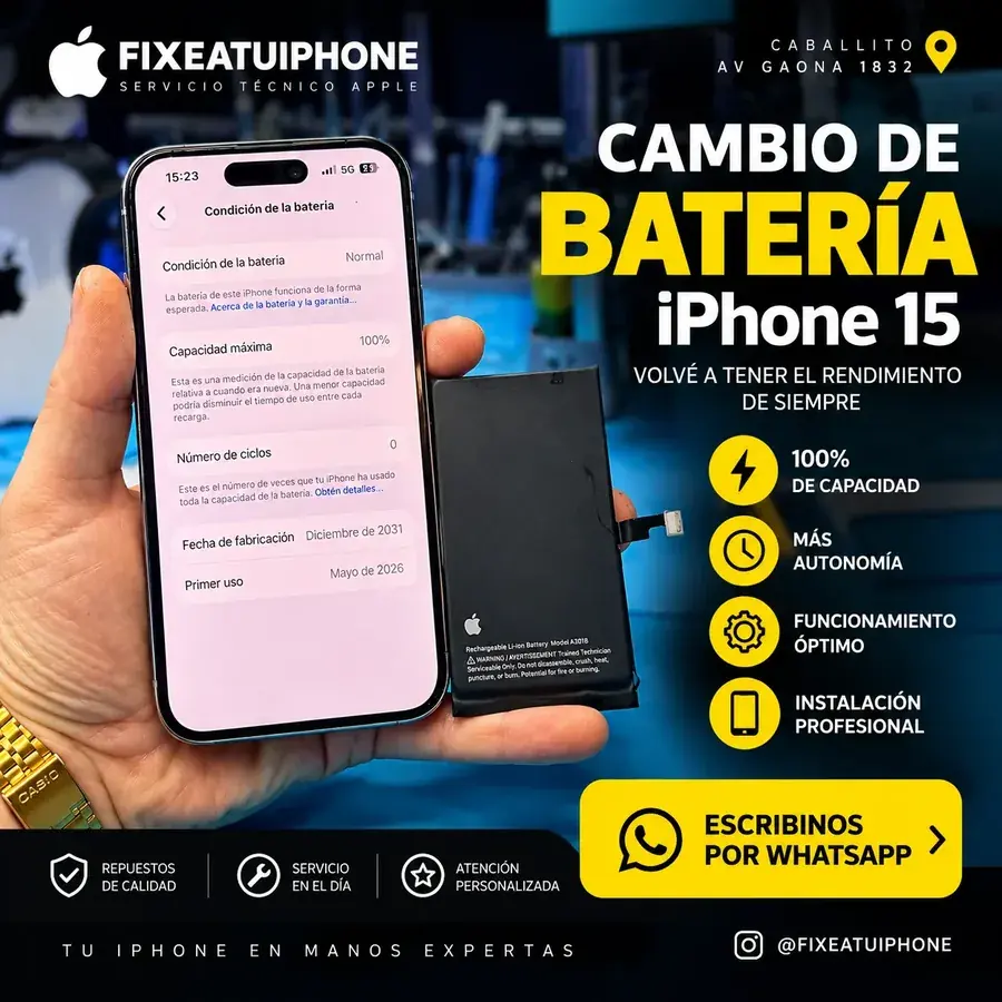 Cambio de batería iPhone 15