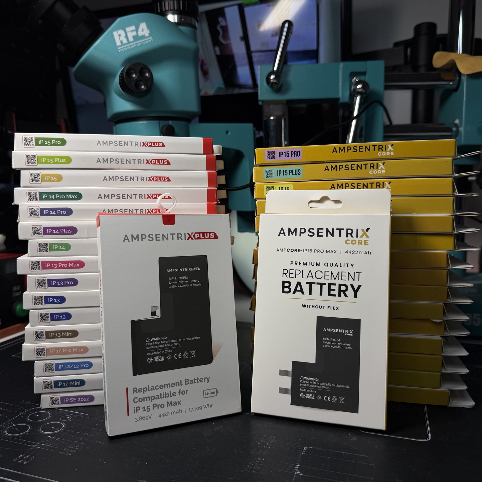 Stock de baterías AMPSENTRIX para diferentes modelos de iPhone en FixeaTuIphone